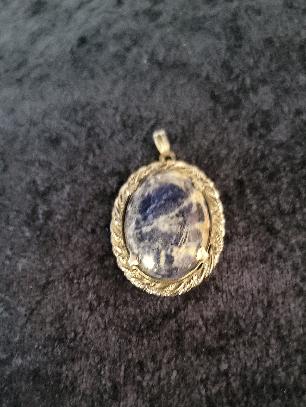 Silver Sodalite Oval Pendant Necklace